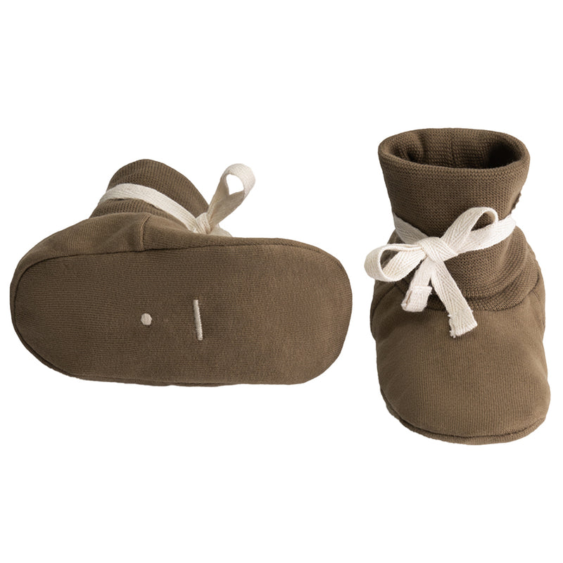 Baby Ribbed Booties GOTS Woody
