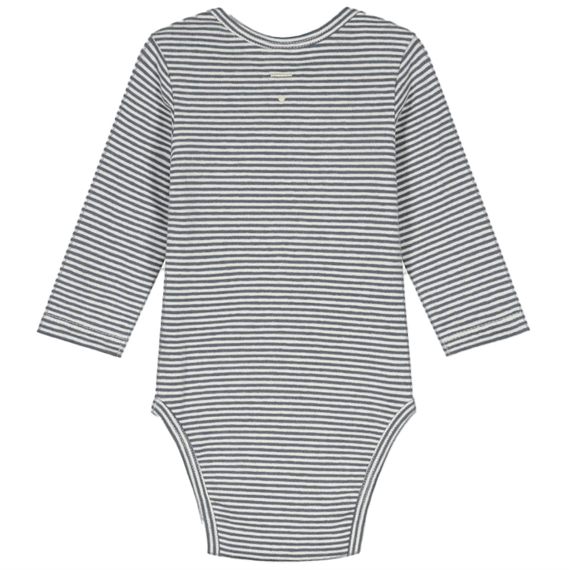Baby L/S Onesie GOTS Blue Grey Cream