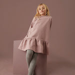 L/S Frill Dress GOTS Berry