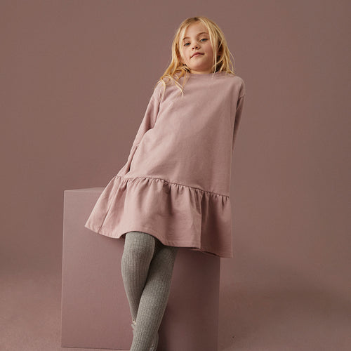 L/S Frill Dress GOTS Berry