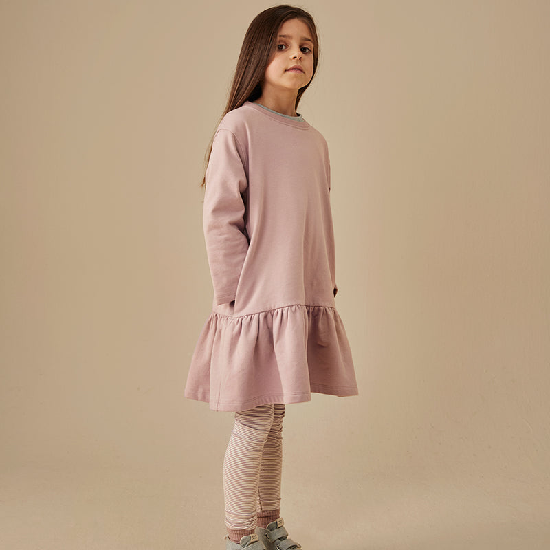 L/S Frill Dress GOTS Berry