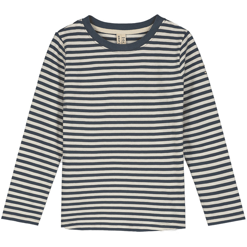 L/S Tee GOTS Blue Grey Cream
