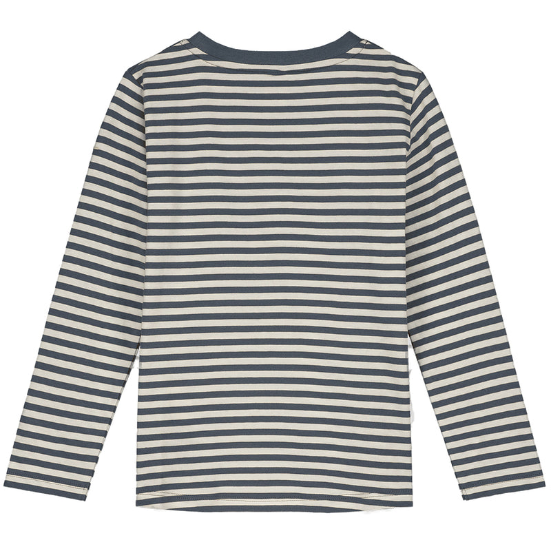 L/S Tee GOTS Blue Grey Cream