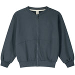 Bomber Sweatshirt w/ Zip GOTS Blue Grey