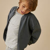 Bomber Sweatshirt w/ Zip GOTS Blue Grey