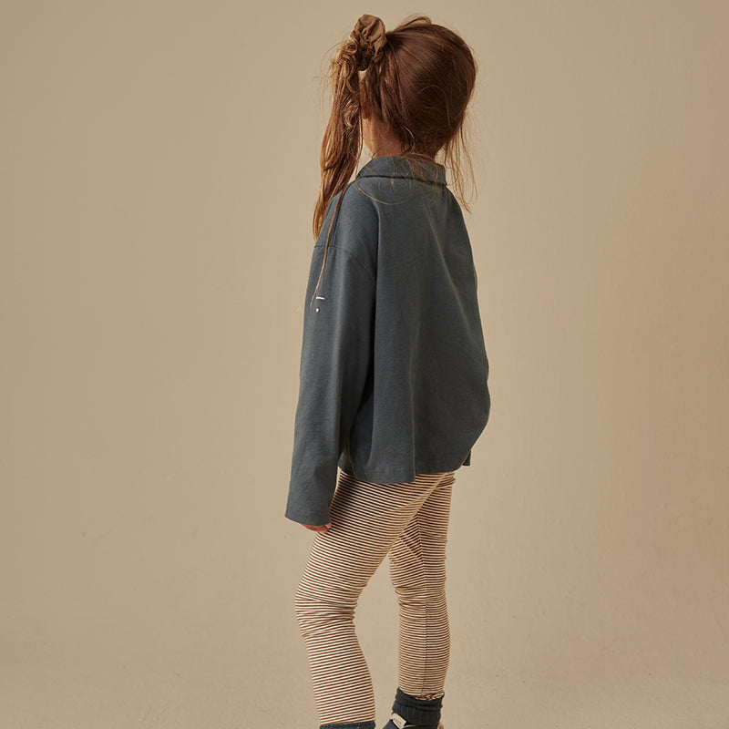 L/S Polo Shirt GOTS Blue Grey