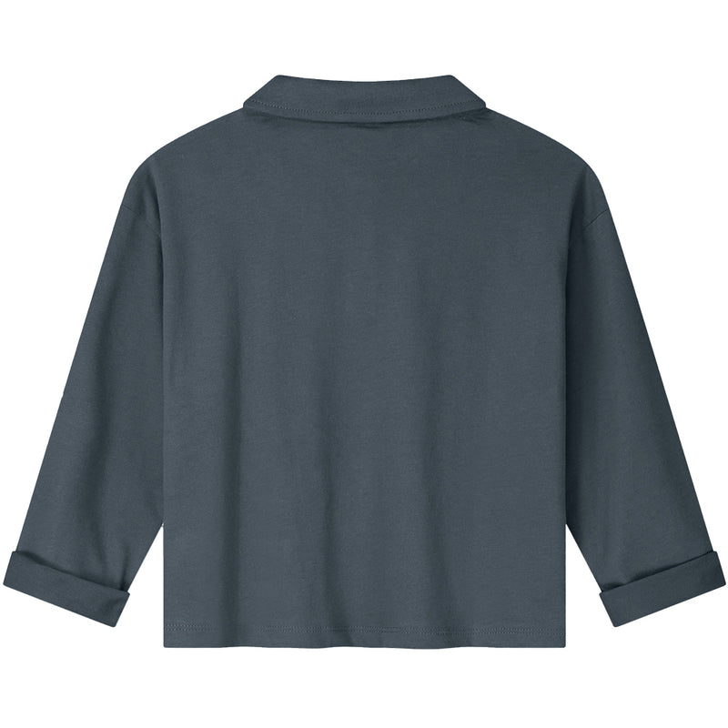 L/S Polo Shirt GOTS Blue Grey