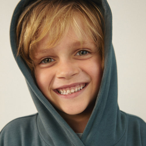 Hoodie GOTS Blue Grey