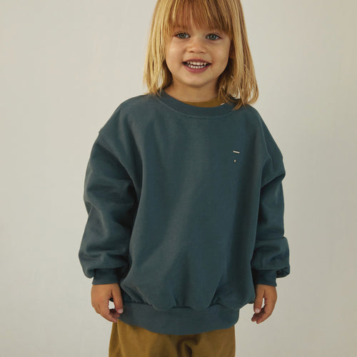 Dropped Shoulder Sweater GOTS Blue Grey