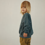 Dropped Shoulder Sweater GOTS Blue Grey
