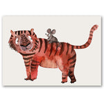 Postkarte Tiger und Maus