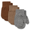 3er Pack Fäustlinge Filla Grey Melange / Beige / Brown