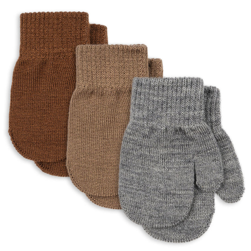 3er Pack Fäustlinge Filla Grey Melange / Beige / Brown