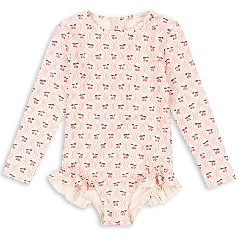 Langarm Badeanzug Merle Cherry Pink Motif