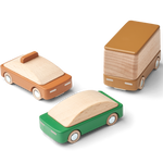 3-Set Holz-Autos / Village Cars Mustard Mix