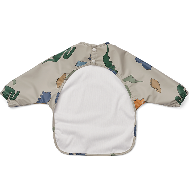 Langarm-Lätzchen Merle Printed Cape Bib Dinosaurs / Mist