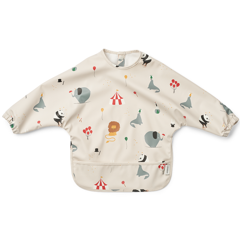Langarm-Lätzchen Merle Printed Cape Bib Circus / Sandy
