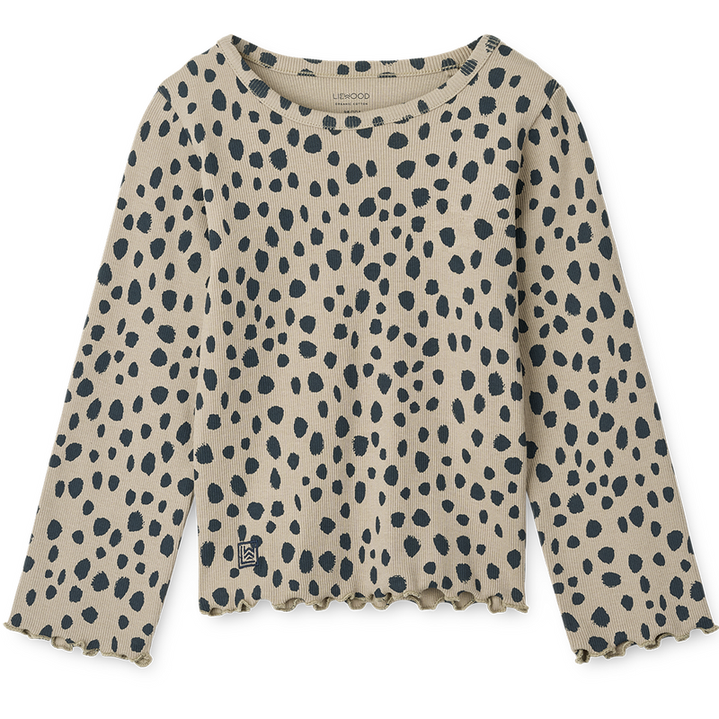Ripp-Langarmshirt Nieve Leo Spots / Mist