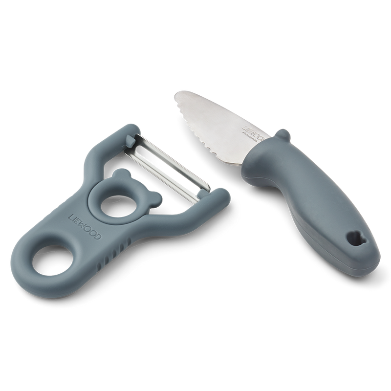 Kinder Schneidemesser & Schäler Set / Pertense Peeler & Knife Set Whale Blue