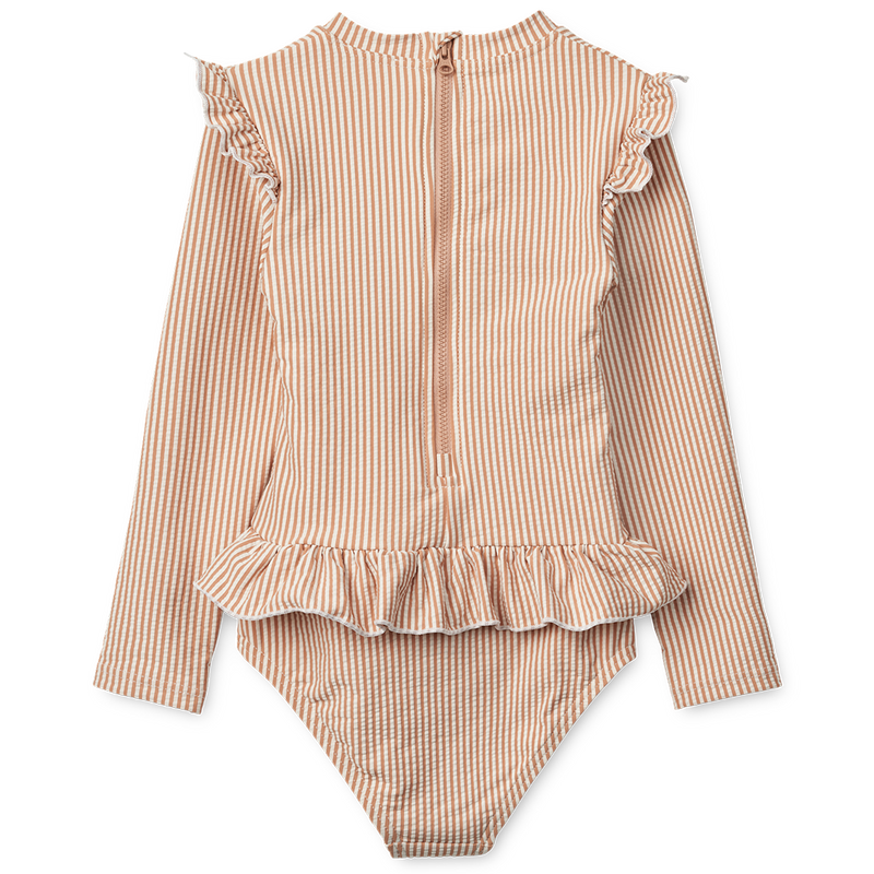 Badeanzug Sille Seersucker Stripe Pale Tuscany / Creme de la Creme LSF 40+ (Kopie)