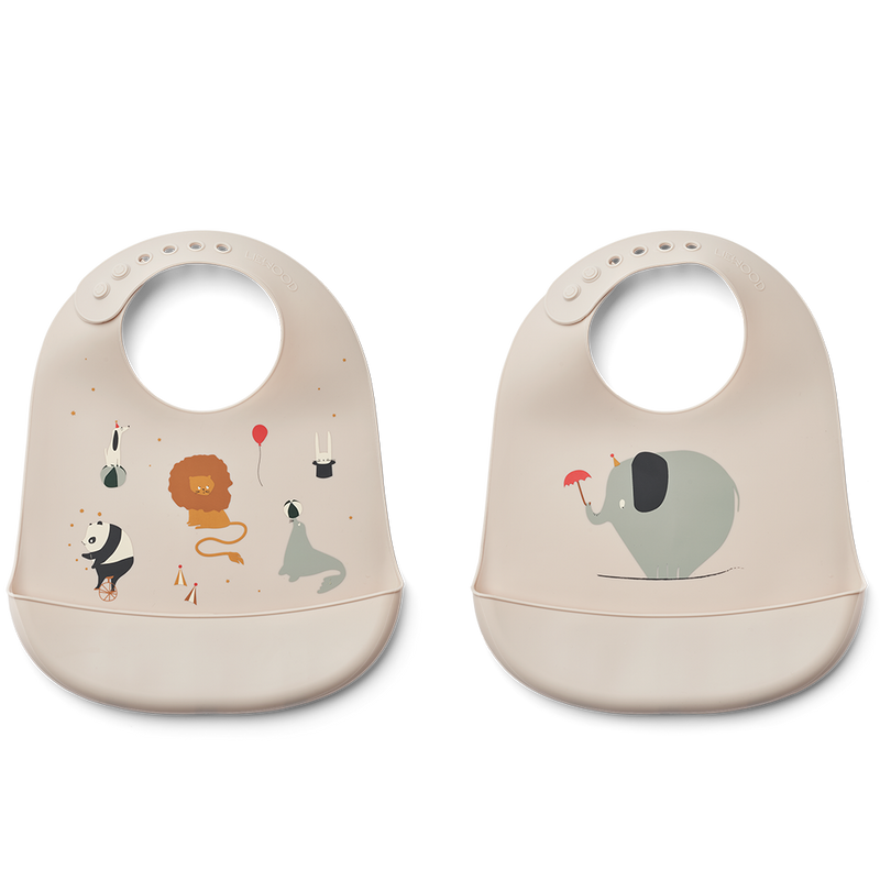 2er Pack Silikon Lätzchen Tilda Printed Bib Circus / Sandy