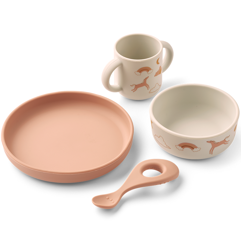 4-teiliges Geschirrset Vivi Printed Tableware Dream / Ecru