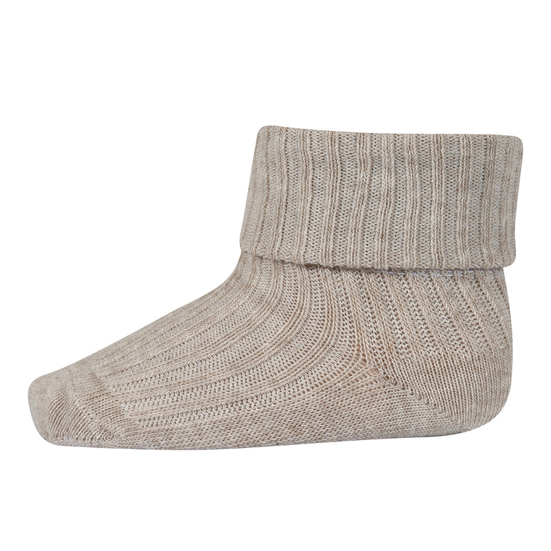 Ripp-Socken aus Baumwolle Beige Melange