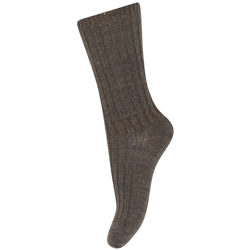 Ripp-Socken aus Wolle Quinn Dark Brown