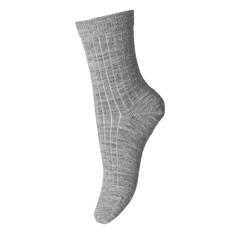 Woll-Ripp-Socken Grey Melange