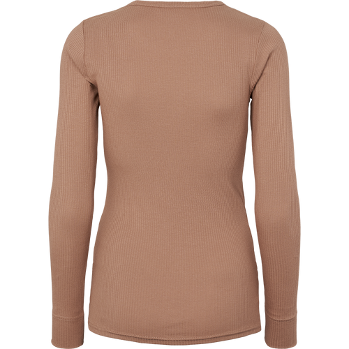 Women Modal Ripp-Langarmshirt Powder Taupe