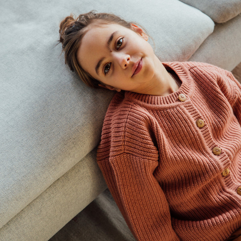 Strickjacke Round Neck Cardigan Antique Rose