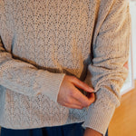 Adult Strickpullover Pointelle Sweater Limestone