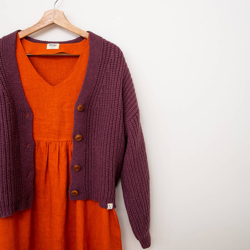 V-Neck Cardigan Berry