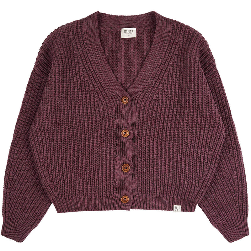 Adult V-Neck Cardigan Berry