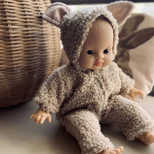 Puppenkleidung Jeannot-Overall beige für Babypuppe (28 cm)