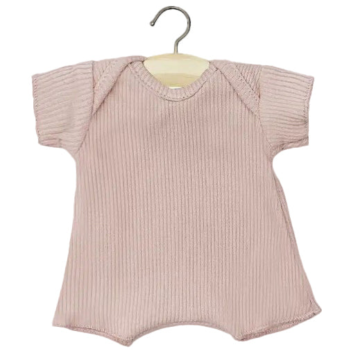 Puppenkleidung kurzer Ripp-Overall rosa für Babypuppe (28 cm)