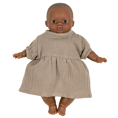 Puppenkleidung Kleid Faustine braun für Babypuppe (28 cm)