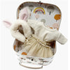 Set „Hase“ mit beigem Tutu / ecrufarbenem Body & Haarband im Koffer für Puppe (34 & 37 cm)