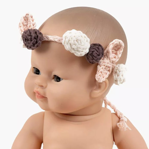 Handgemachtes, gehäkeltes Blumenhaarband für Puppe (34 & 37 cm)