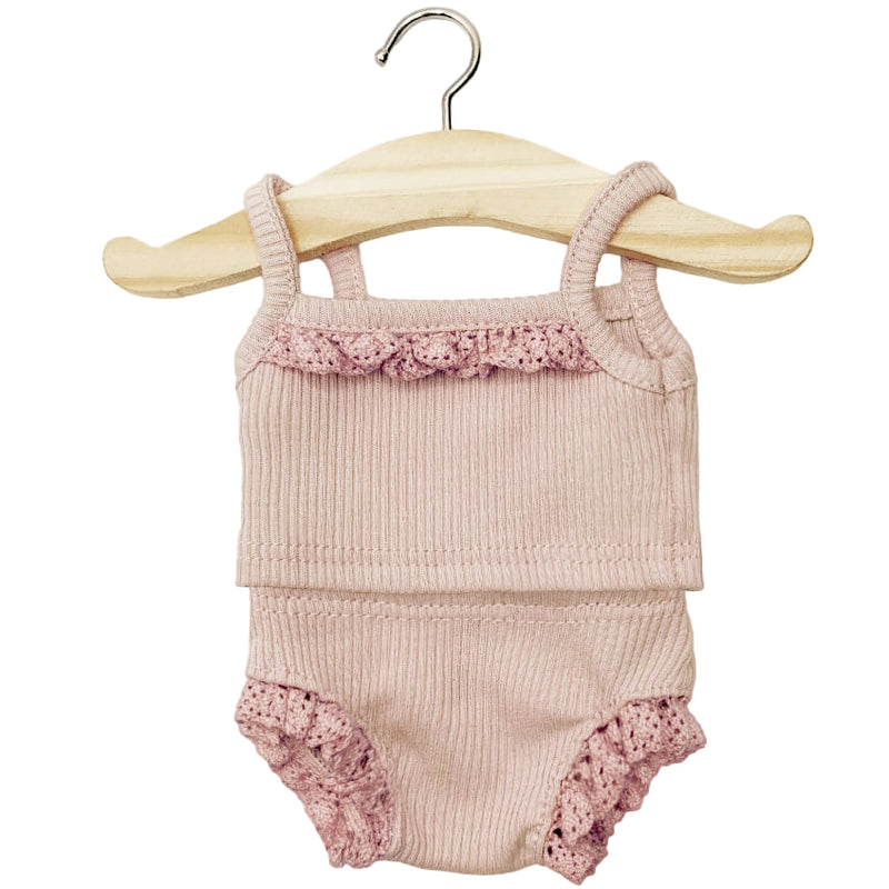 Puppenkleidung Unterwäscheset rosa mit Spitze für Puppe (34 & 37 cm)