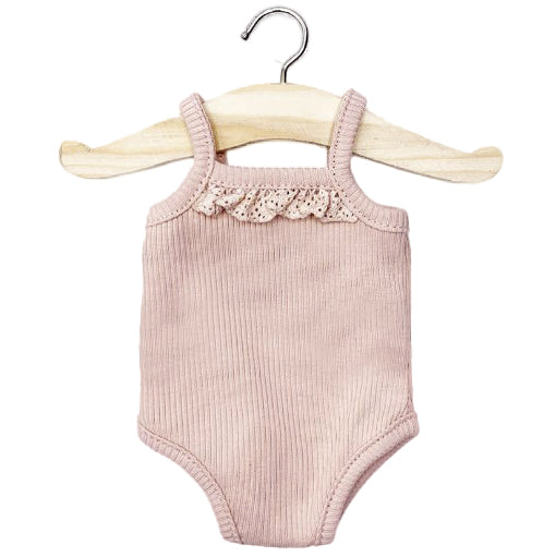 Puppenkleidung ärmelloser Body mit Spitze rosa für Puppe (34 & 37 cm)
