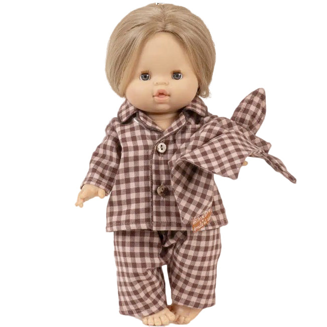 Puppenkleidung Eden-Pyjama aus Gingham-Flanell Emile & Ida für Puppe (34 & 37 cm)