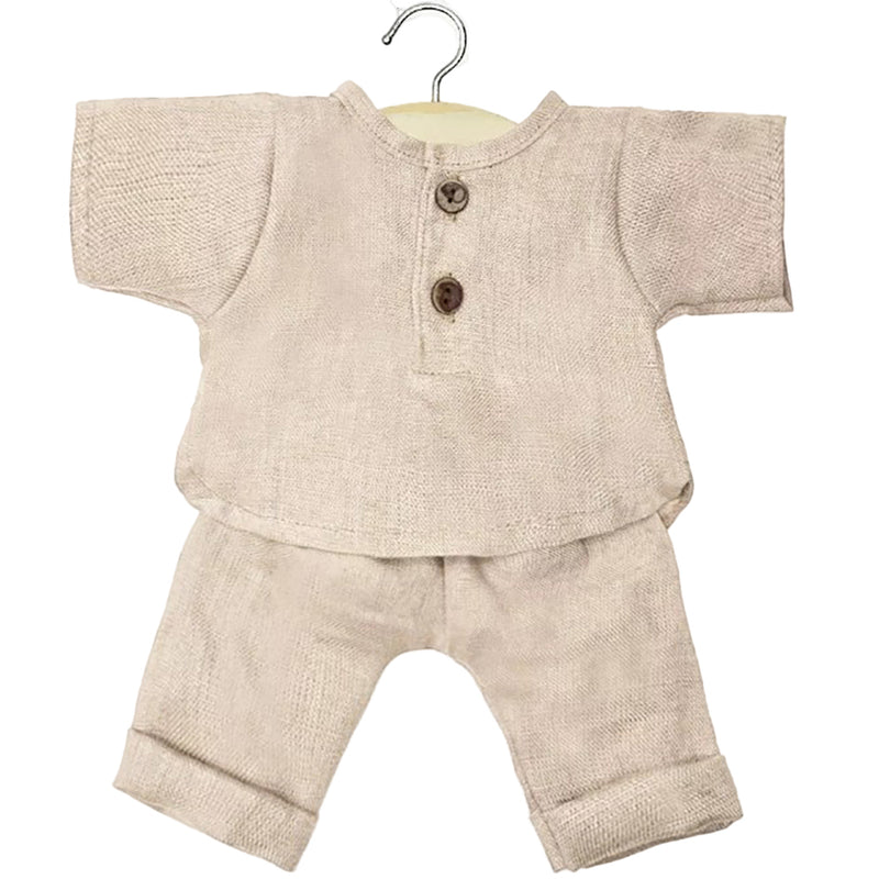Puppenkleidung Andrea Langarm-Set aus Leinen ecru für Puppe (34 & 37 cm)