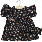 Puppenkleidung Kleid Daisy mit Stirnband schwarz mit Blumen für Puppe (34 & 37 cm)