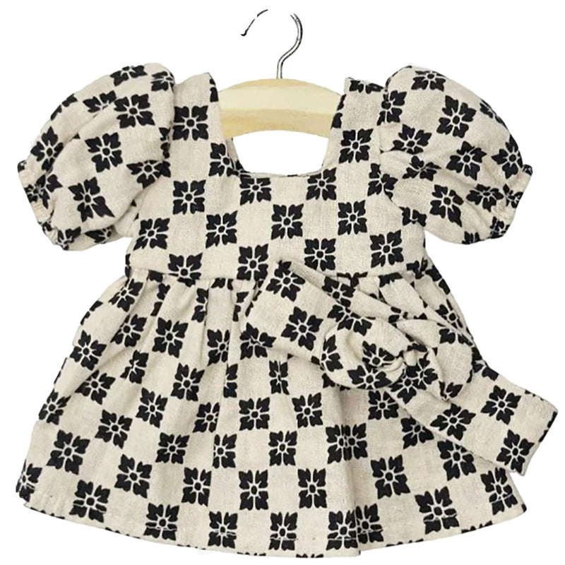Puppenkleidung Kleid Fiona mit Stirnband schwarz-weiss für Puppe (34 & 37 cm)