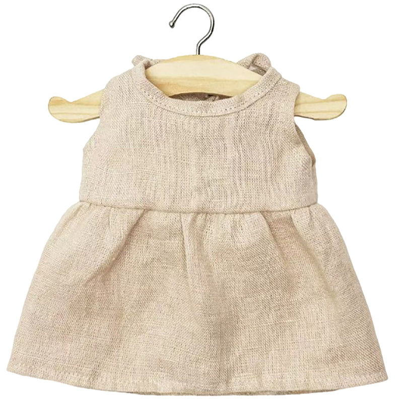 Puppenkleidung Kleid Faustine aus Leinen ecru für Puppe (34 & 37 cm)