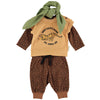 Baby Long Sleeve Body Brown with Animal Print