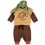 Baby Long Sleeve Body Brown with Animal Print