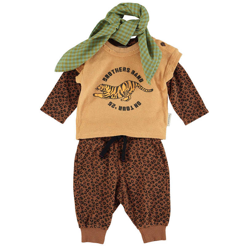 Baby Long Sleeve Body Brown with Animal Print