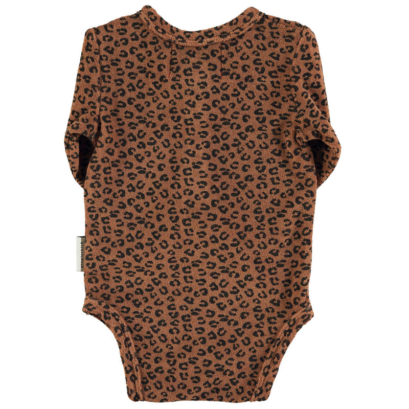 Baby Long Sleeve Body Brown with Animal Print